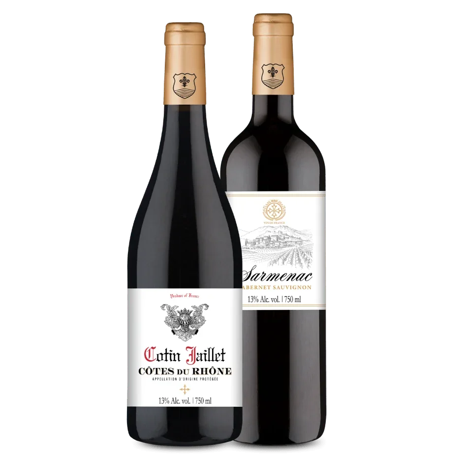 Winebox 2 botellas - Francés (Sarmenac Vin de France + Cotin Jaillet)